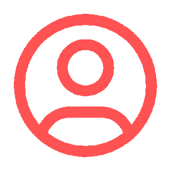 Red outline icon of a person with a circular head and rounded shoulders.