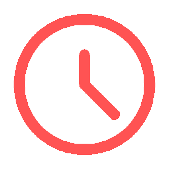 Illustration of a red clock showing the time at approximately 4:00.