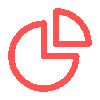 A red pie chart with three segments, one of which is a quarter of the circle, another is a larger segment, and the third is a smaller segment.