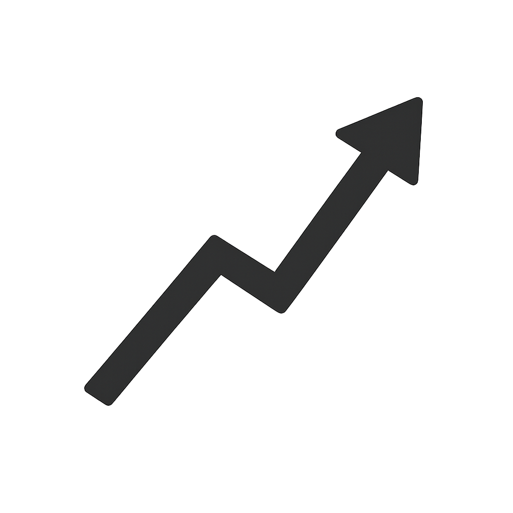 Black arrow pointing upward on a transparent background.