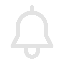 Icon of a bell, gray on a black background.