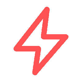 A red lightning bolt symbol on a transparent background.