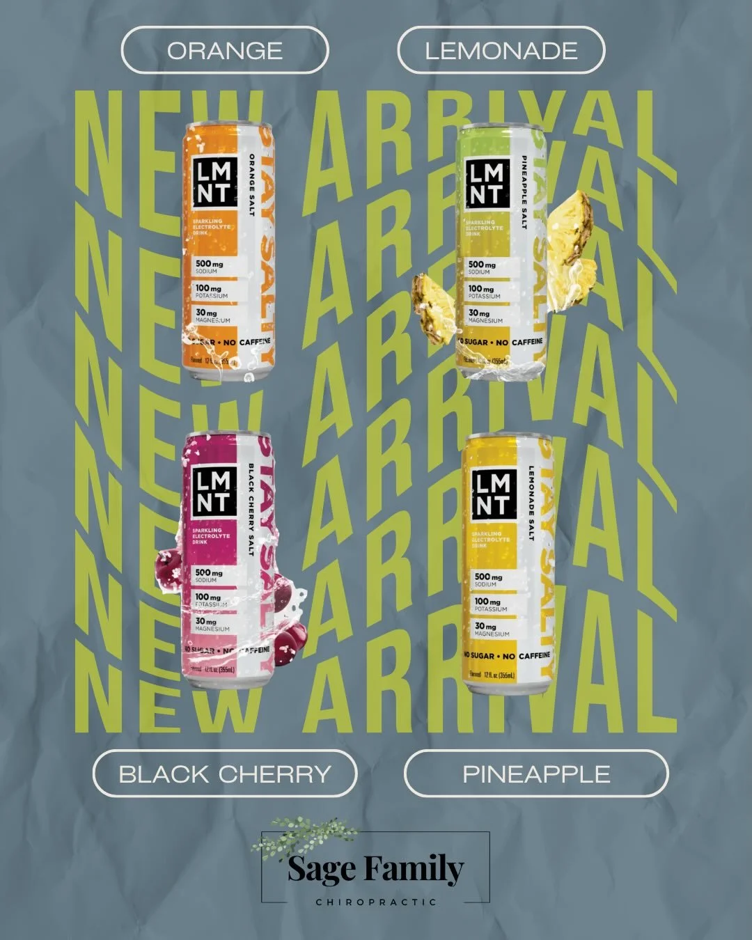 New LMNT sparkling slim cans in stock! These are great to take on the go when you need a little extra hydration. 
.
.
.
.
#sagefamilychiropractic #fargo #hydration #lmnt
