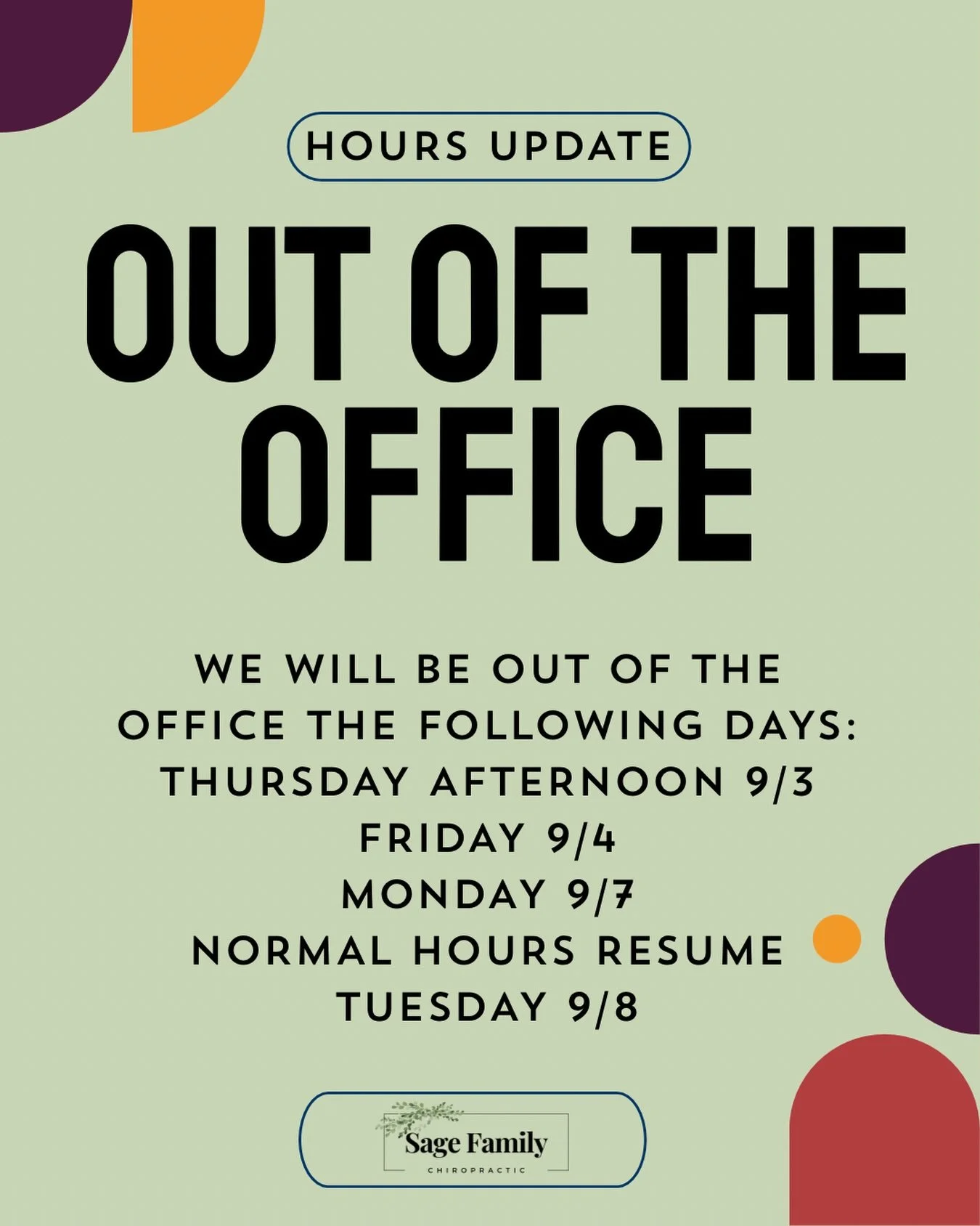 Schedule update for the holiday weekend! If you are wanting to get on the schedule before the holiday weekend, give us a call or head to the link in our bio.