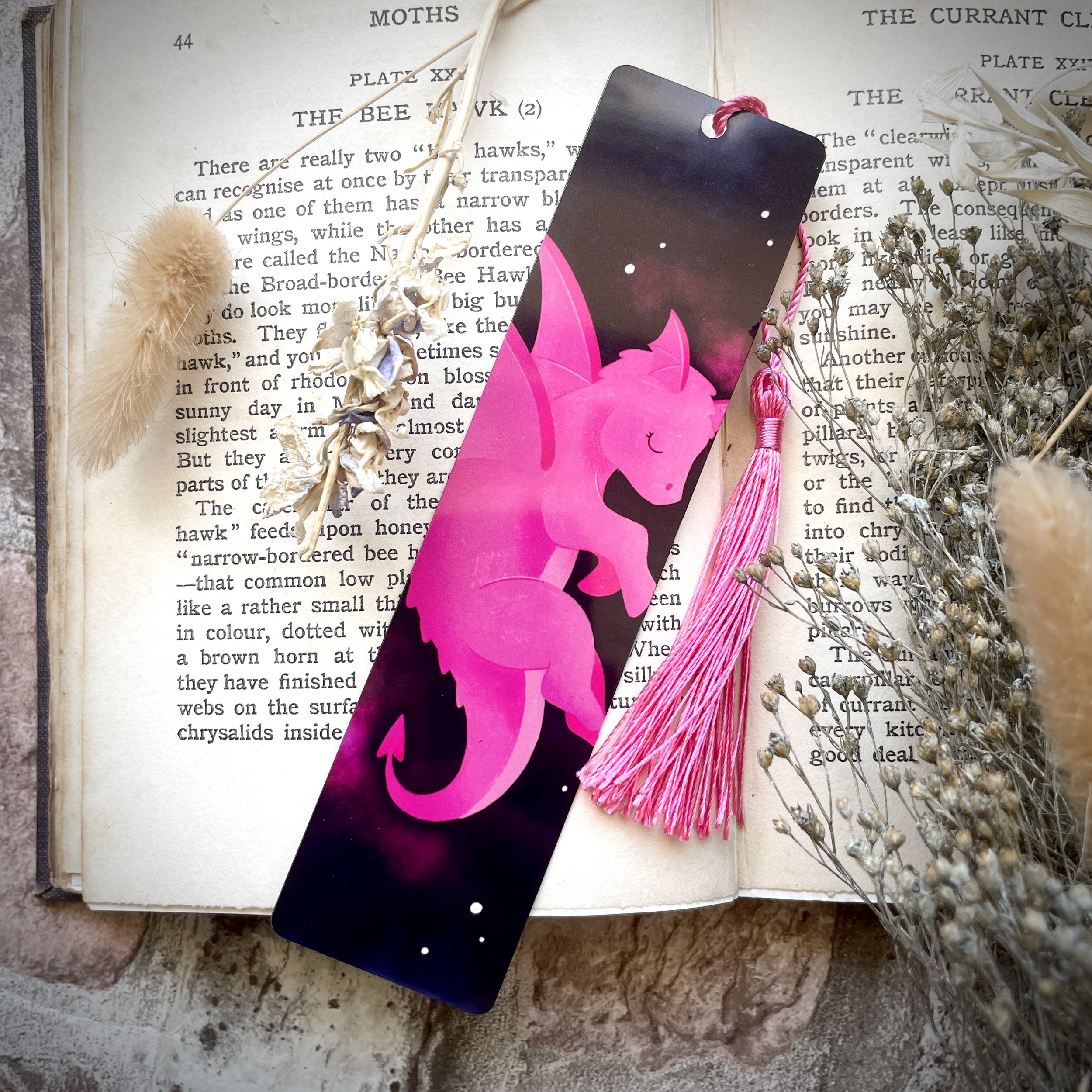 Baby Dragon Pink Metal Bookmark
