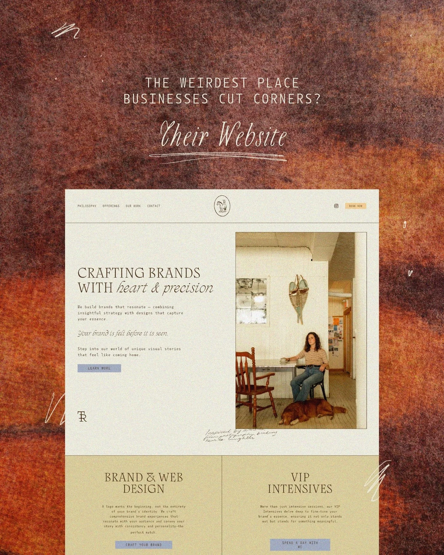 One thing I see all the time as a brand designer:

People invest in beautiful branding.
Carefully planned packaging.
Professional photography.

And then their website becomes the thing they try to build in a Sunday afternoon.

But here&rsquo;s the pa