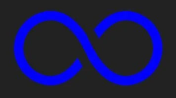 A blue infinity symbol on a black background.