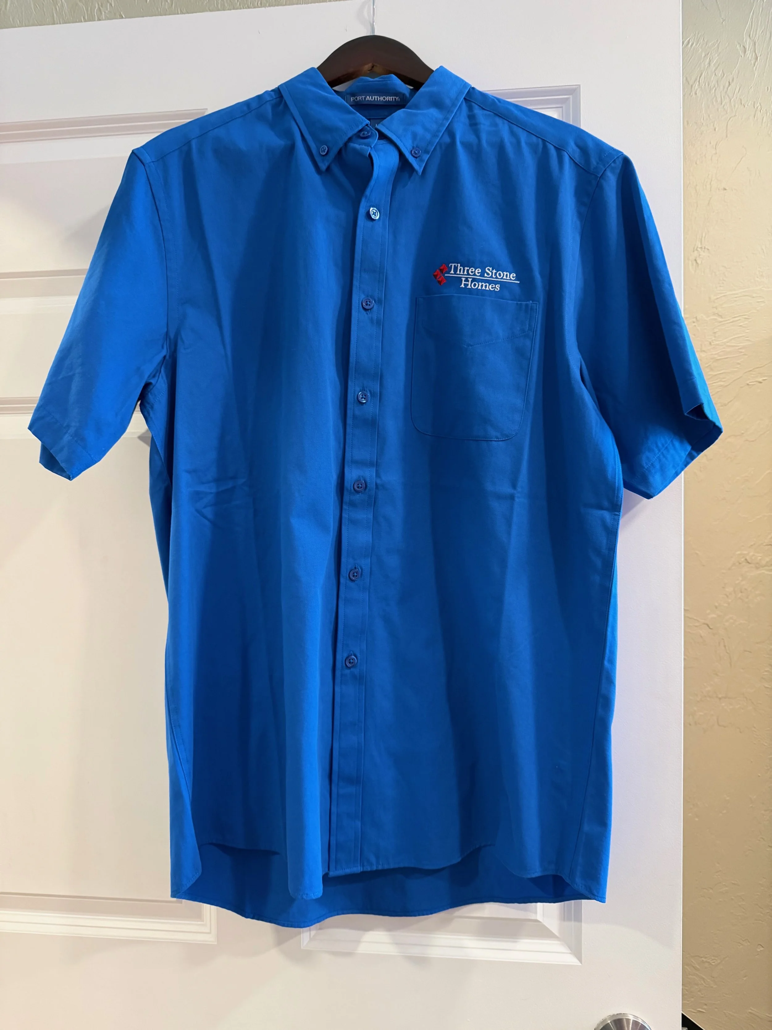 Button Up Logo T Shirt - Blue Mens LT
