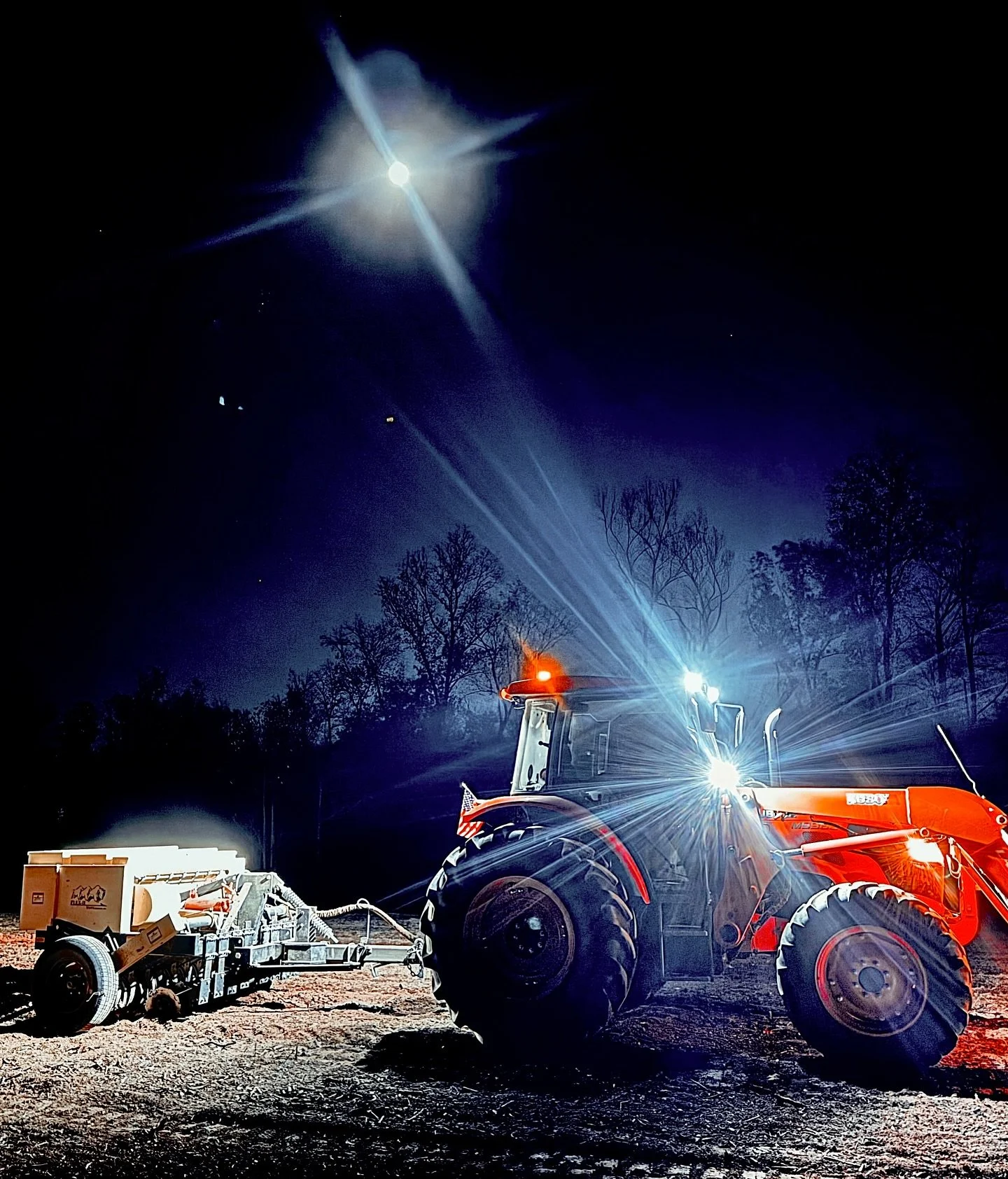 Planting native grass under the SuperMoon ✨🌕⚡️🚜🌱🌱#NovemberMoon #BeaverMoon