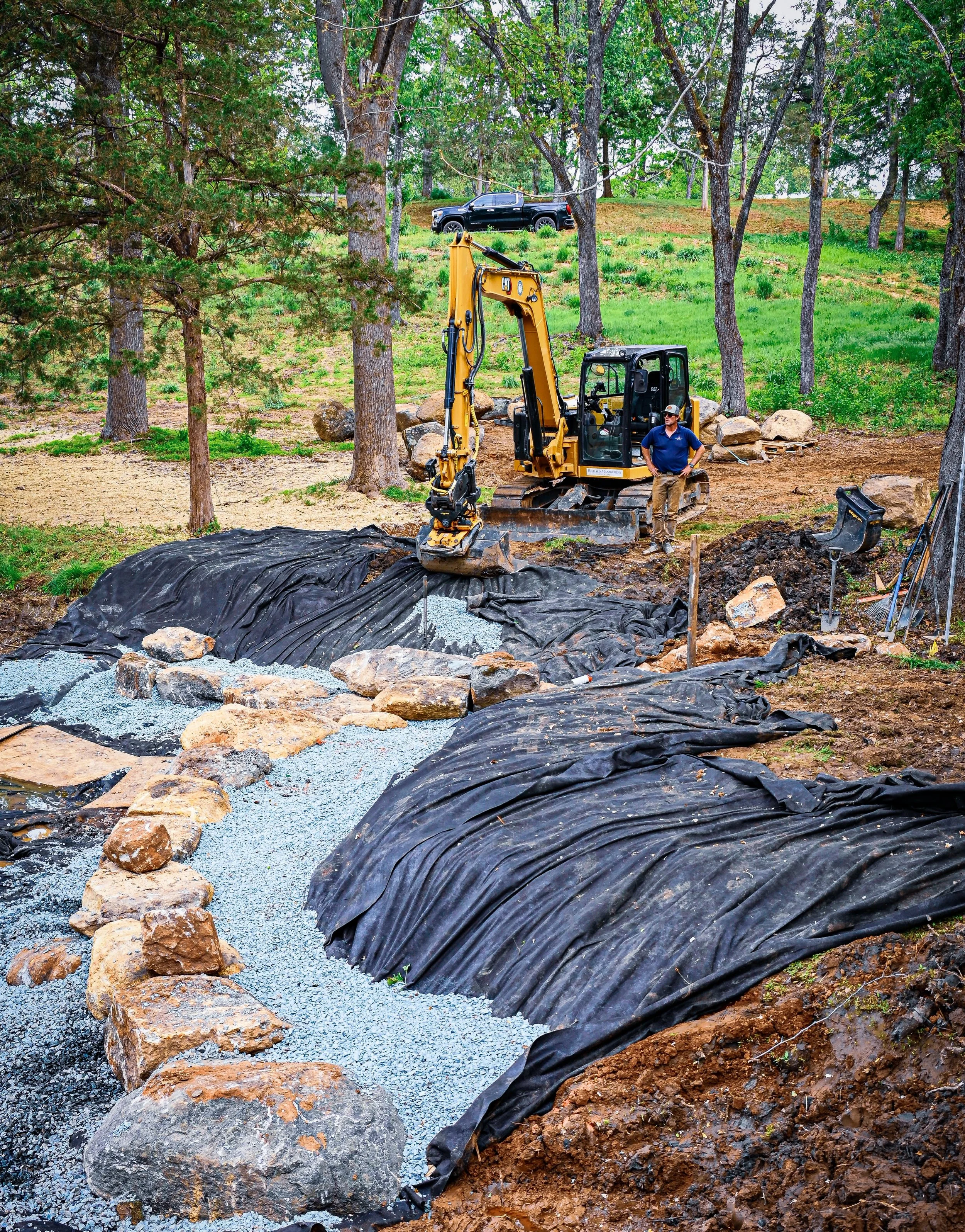 Vision in action 💧🪨

Over the next few weeks, we&rsquo;ll be highlighting another aspect of this pond restoration project &mdash; a custom Boulder Wall &amp; Water Feature.

Designed to blend naturally into the landscape while improving both functi
