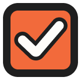 Productivity and efficiency checkmark icon with rounded corners featuring a white check mark and black outline.