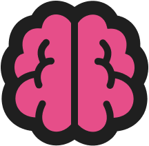 nobrainer logo representing a pink brain with black outline.