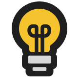 Light bulb icon with yellow interior and black outline.