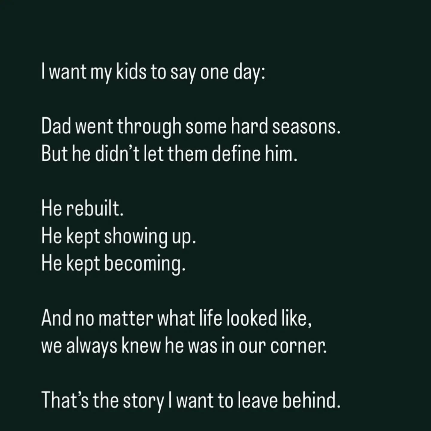 I used to be scared for Ewan to see me fail 

I thought I was letting him down 

What I've come to understand is that hard things are a part of being human, and resiliency is the key to a beautiful life 

I'm proud when he sees me fail and I figure o