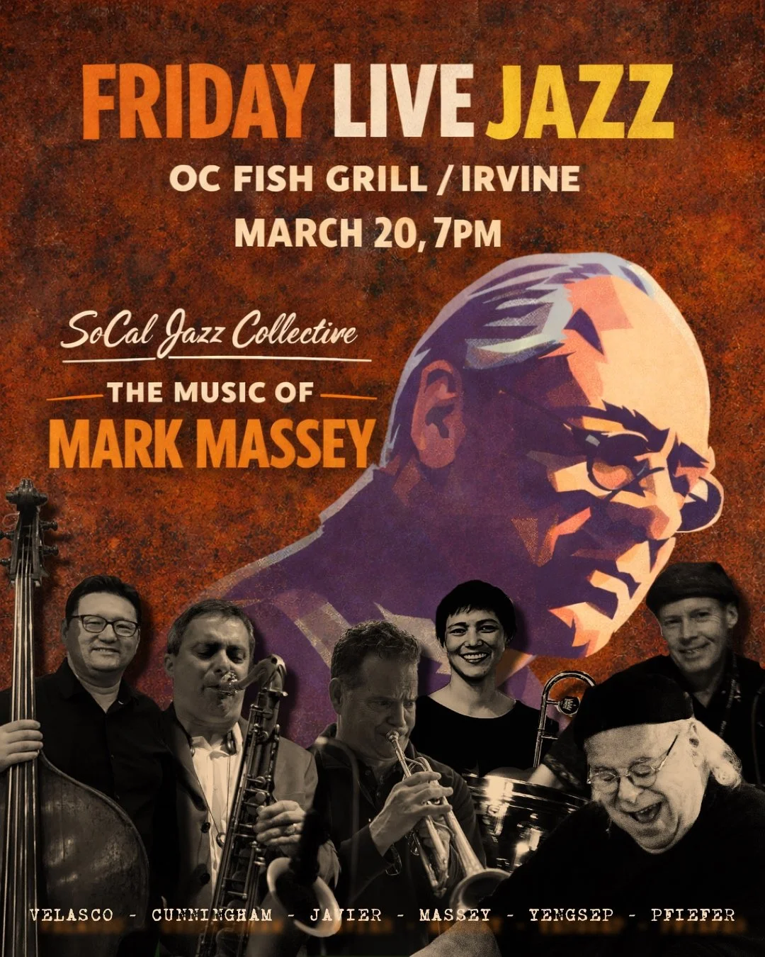 The big night is here! The Collective SEXTET performs all original program by Maestro Mark Massey live in Irvine on Friday, March 20, 7pm! One night only. No cover. Call @ocfishgrill to book a table. Seating is limited. ☎ 949-988-7002.