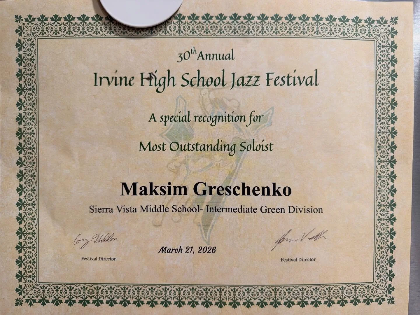 Congrats to Maksim, our longtime student in the studios of Mark Massey, Douglas Hachiya, Mark Isbell, and Ian Rapien! Student success is our success.