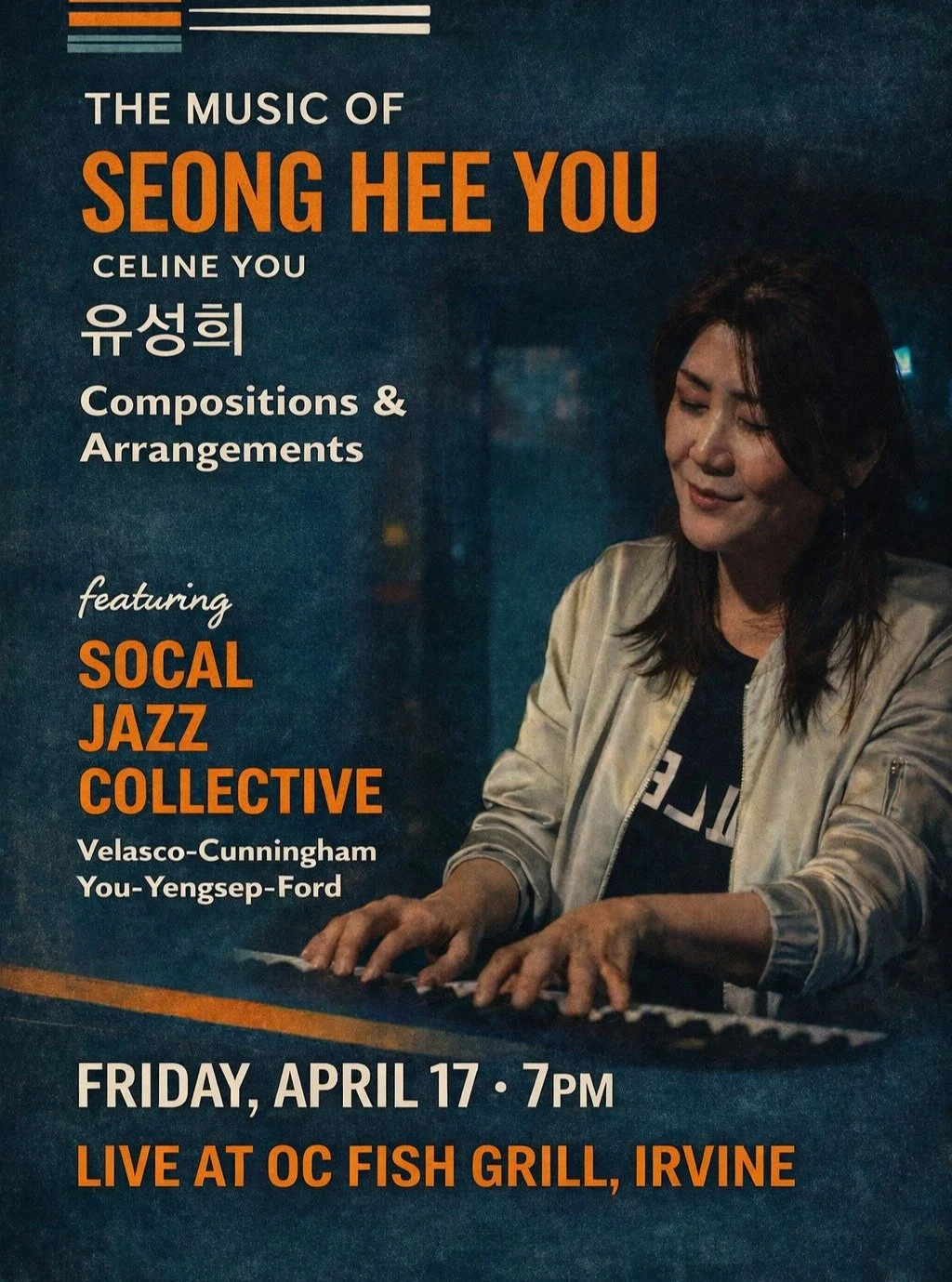 This Friday night @ocfishgrill we are celebrating the music of our good friend and local jazz piano Maestra, Ms Celine You @irvinejazzpiano -- save the date and come out. Call ☎ 949-988-7002 for tables. Seating is limited! No cover. Peace.