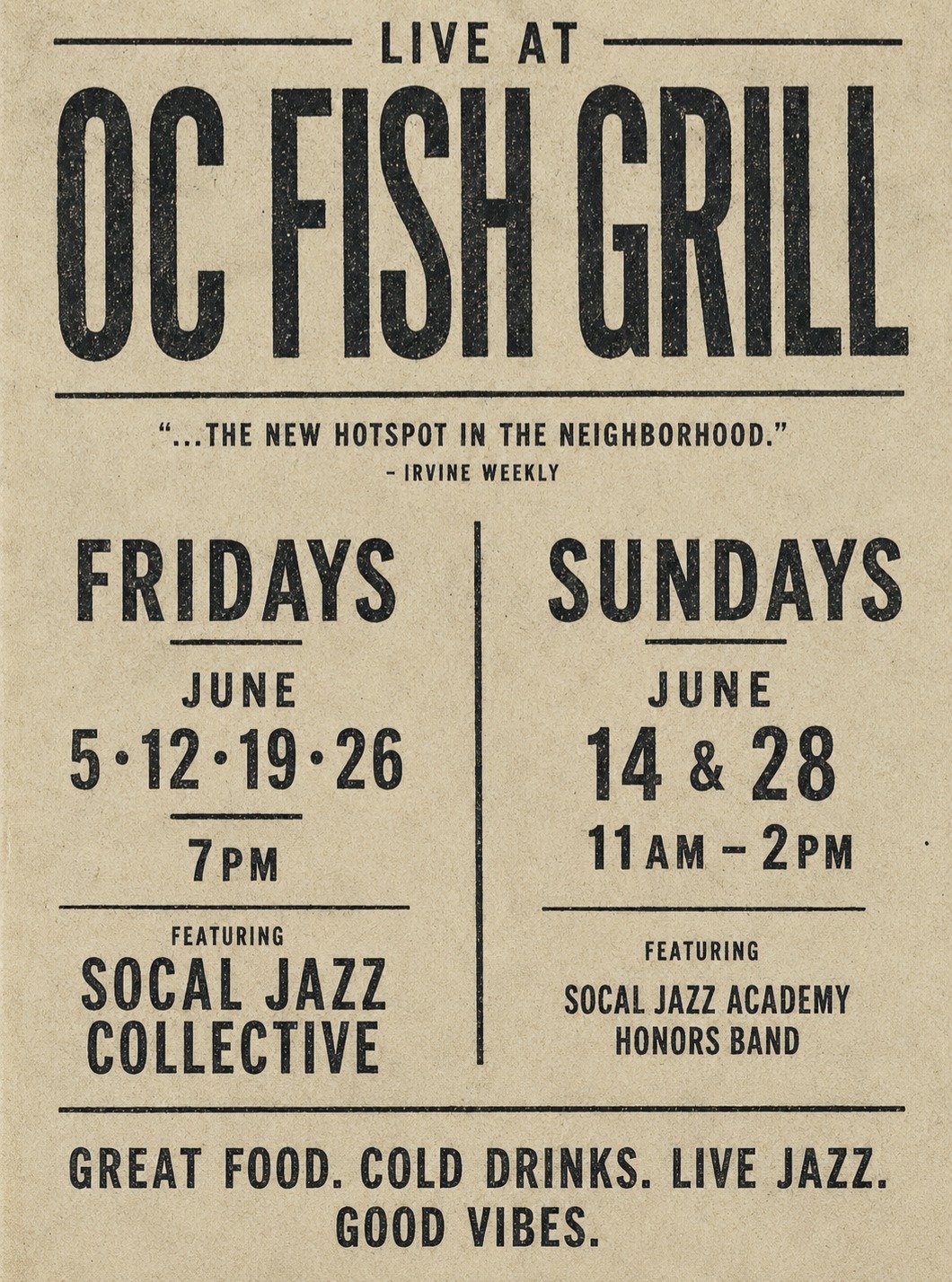 Another month of jazz coming up in couple of weeks. Stay tuned for more details. We look forward to seeing you at one of our shows! Save the dates and come out. Peace.