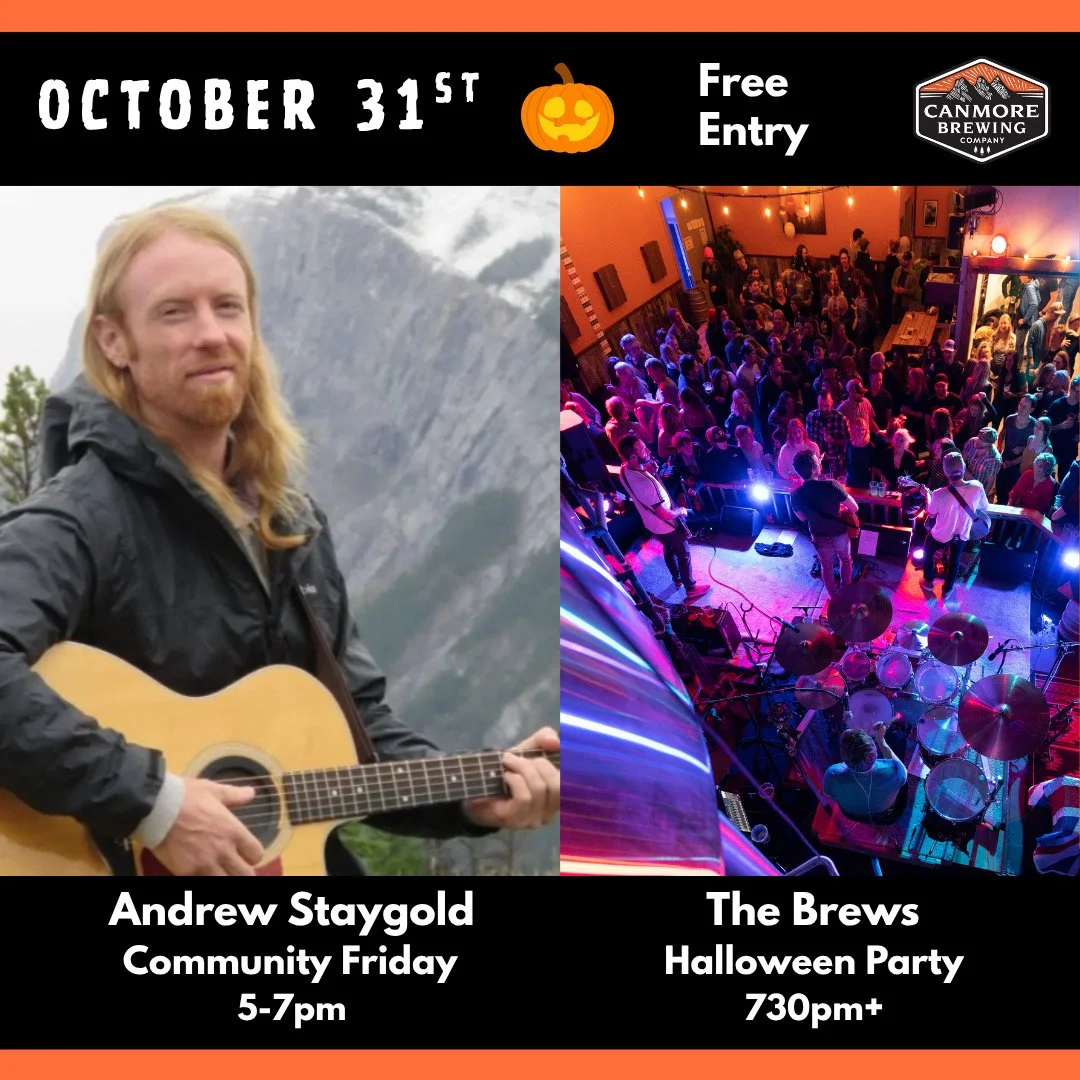 It's back! We're kicking off our Community Fridays this year with a bang. First we've got a crowd favorite, Andrew Staygold, for the kick off at 5pm. Then we shake things up with a Halloween party with The Brews! 
Happy hour pricing 4-7pm. Music 5