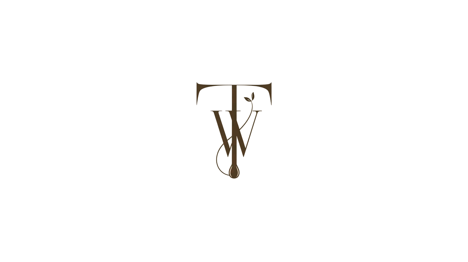 Black and brown logo with the letters W and T intertwined, featuring a small sprout growing from the top of the T.