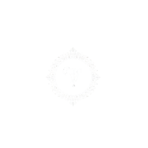 Black background with a white ornate circular emblem containing the letter 'T' and a small skull inside.