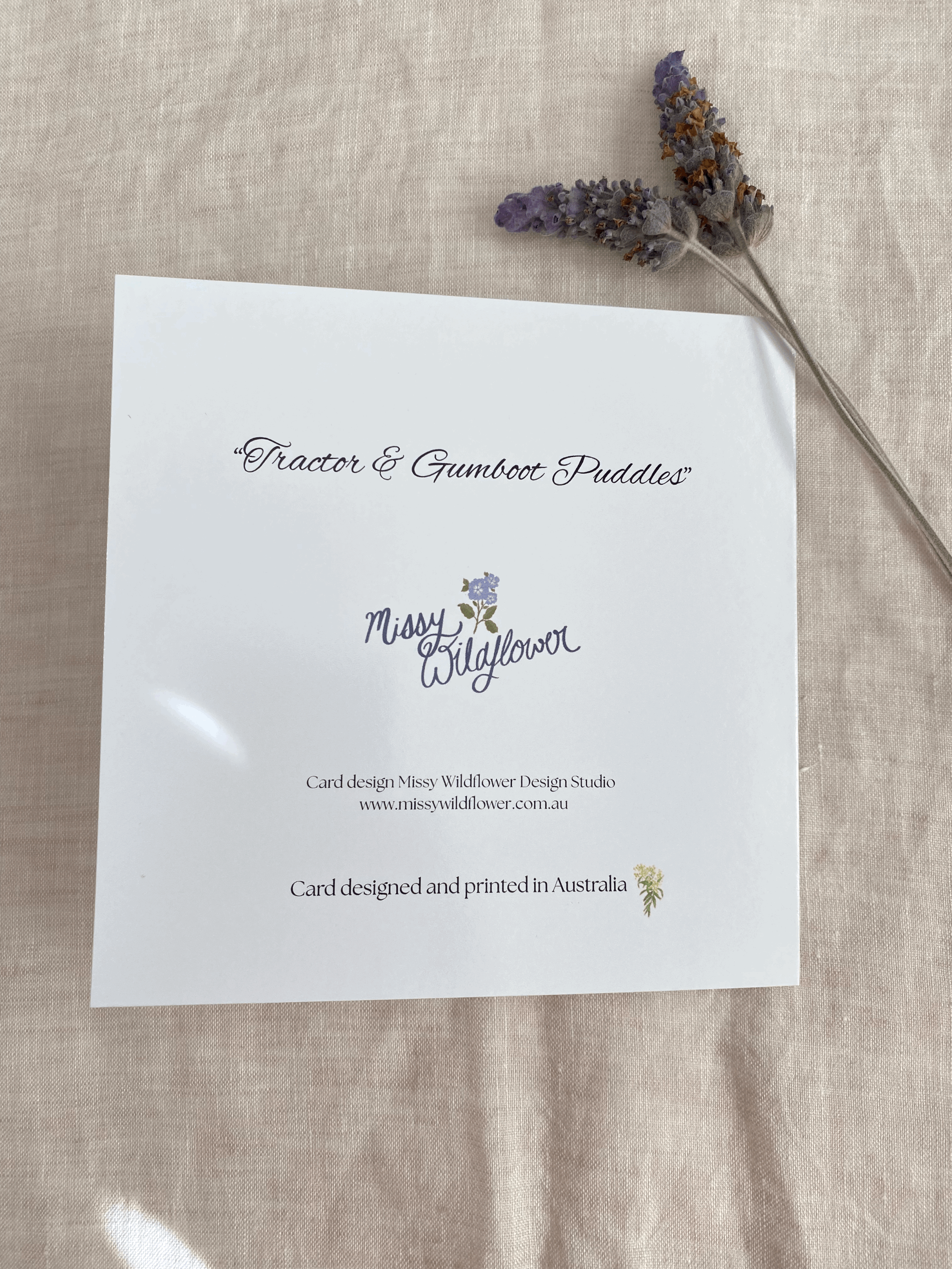 Hand painted watercolour tractor greeting card with whimsical farm illustration with gumboots, grass and dragonflies,  perfect for boys and country lovers