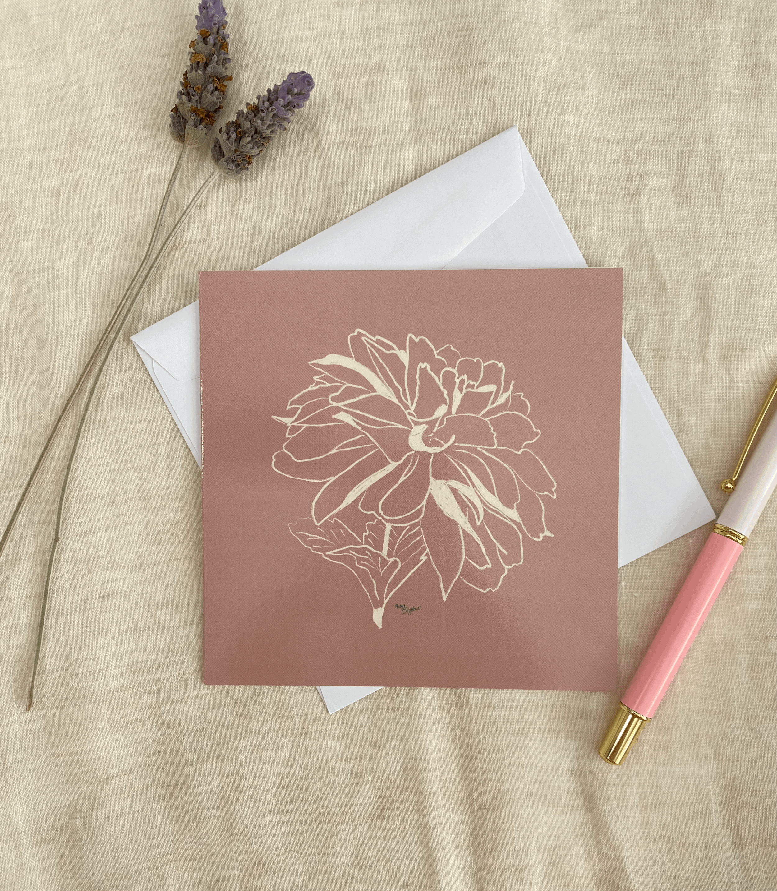 Dahlia Love Greeting Card - Blank 14 x 14 cm Sqaure