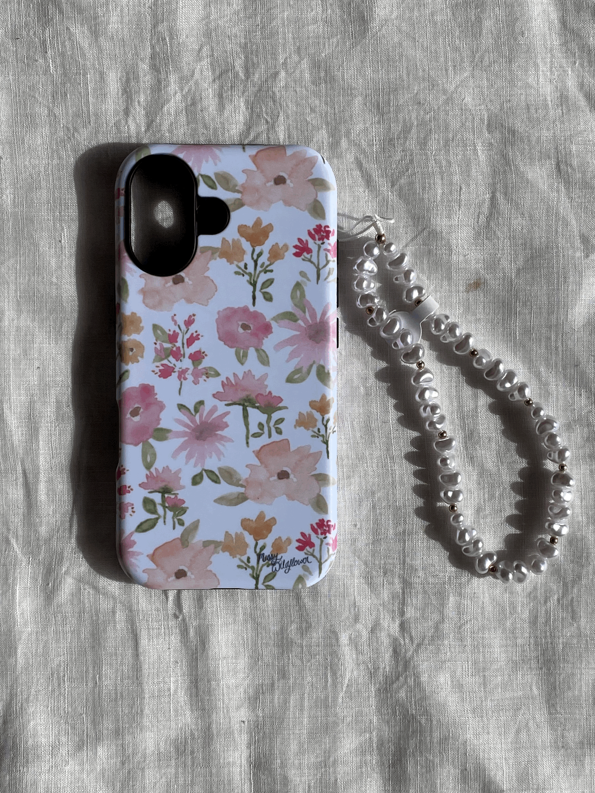 Phone Case Wrist Straps ~ Pearl White