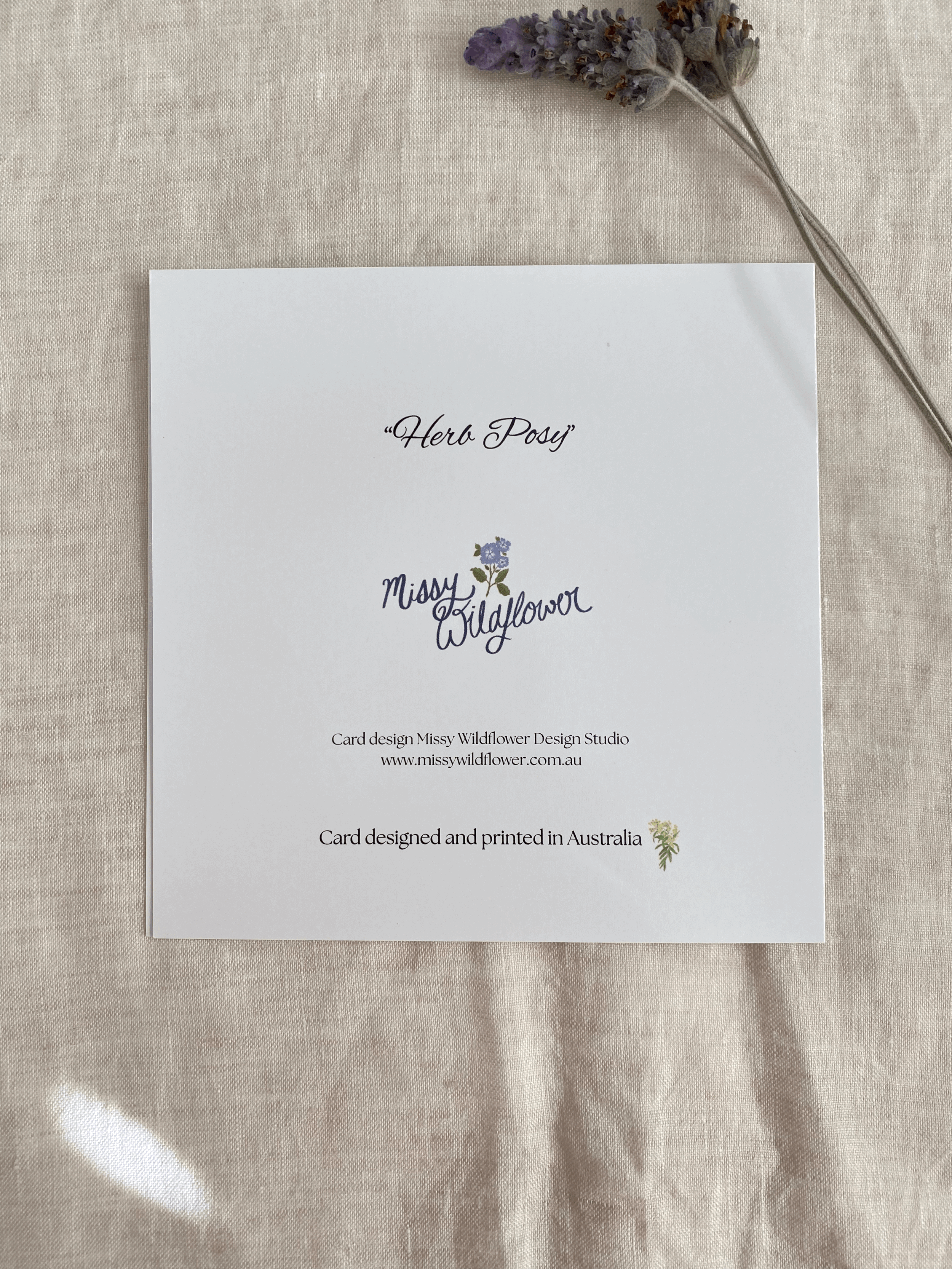 herb posy greeting card printed and designed in Australia