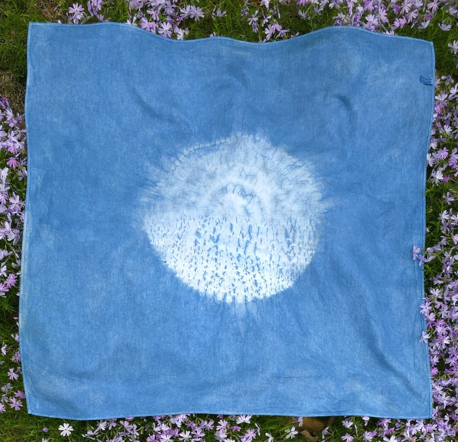 "Ode to La Luna"
Exploration of material. Shibori resist method with Iron Indigo Vat naturally dyed cotton. 25x25”. 2024