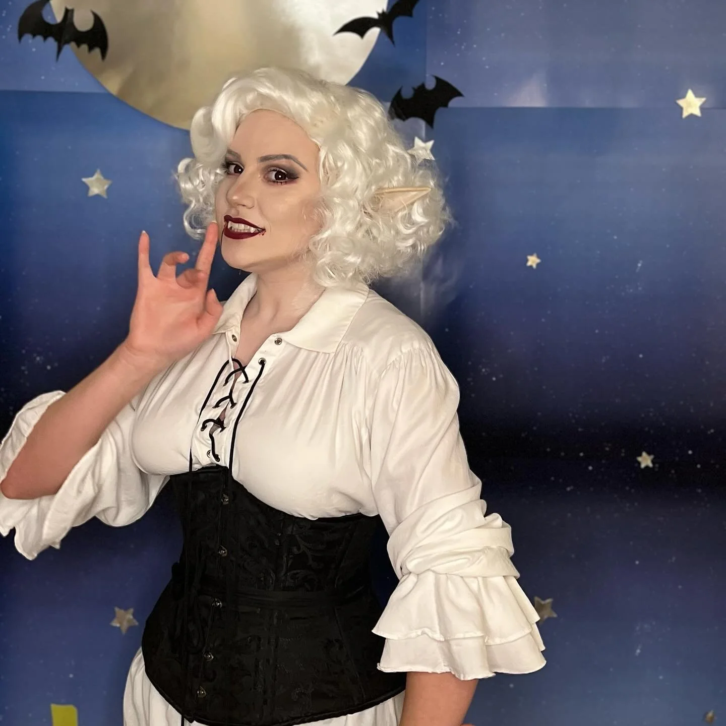 Happy Halloween! I realized a few days ago that I had all the pieces (minus contacts and a scar prosthetic) for an Astarion costume! 
The neck scar ended up being super tedious and next time I think I&rsquo;ll just use rigid collodion, but I&rsquo;m 