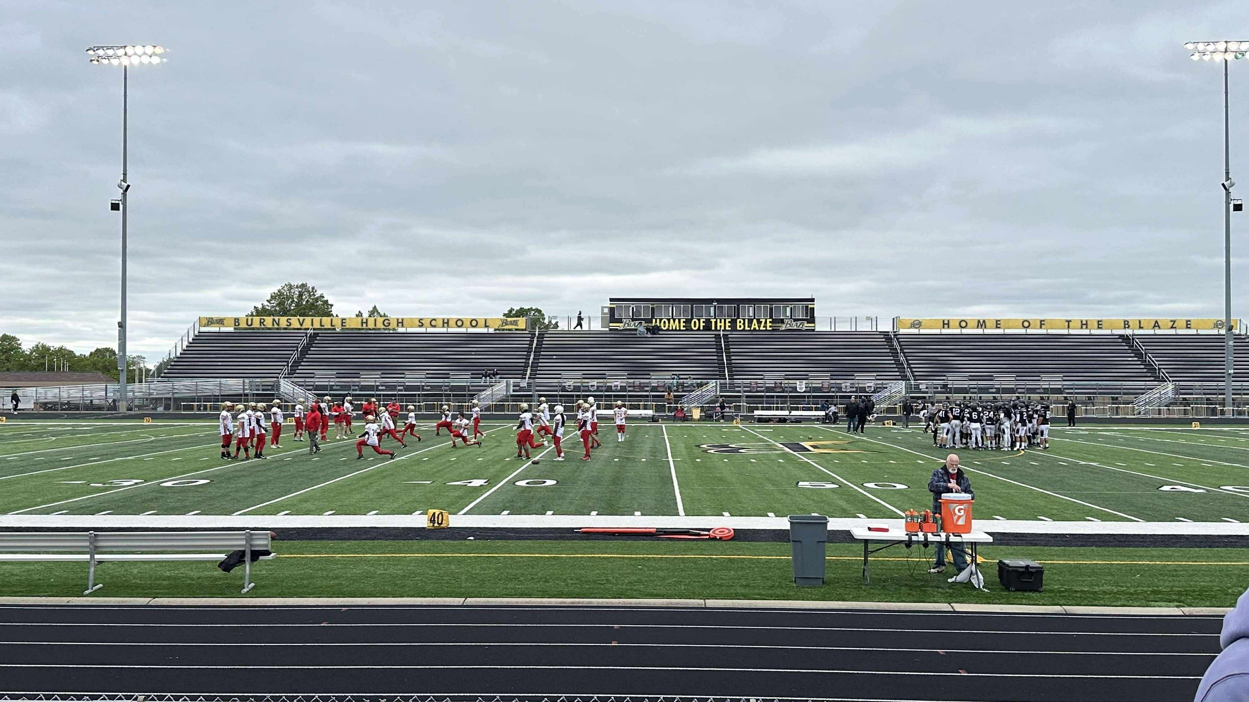 Miners pre-game stretch before the Miners @ Pioneers game in St. Paul, MN on May 17th. Photo Credit: Krystal Kelly