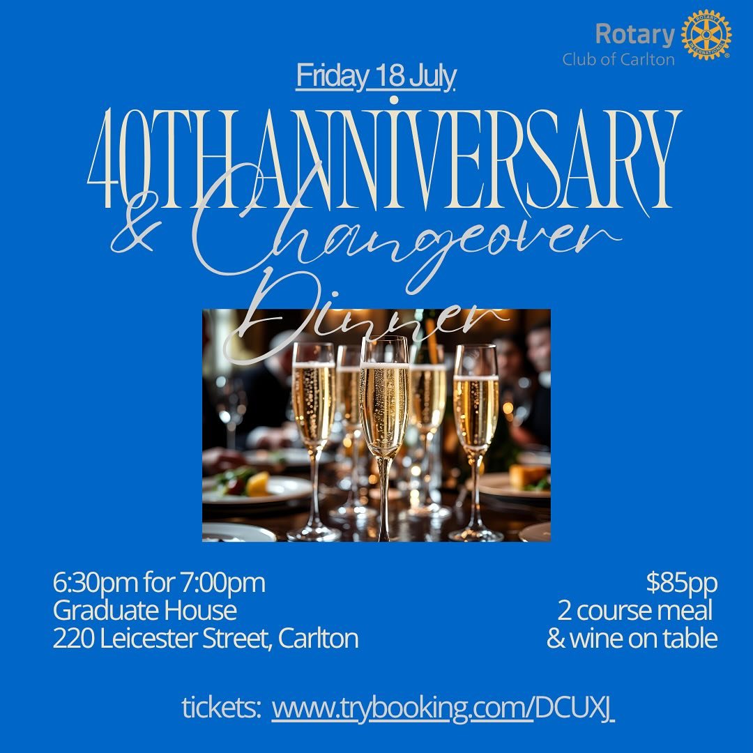 Tickets are now available to purchase for our 40th Anniversary &amp; Changeover Dinner.  Use the QR code or check your inbox / our website for the link.