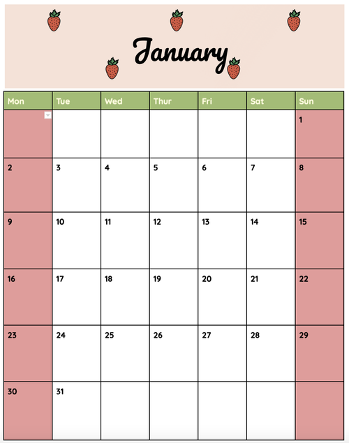 Aesthetic Google Doc Calendar Templates 2024 Templates and Tutorials