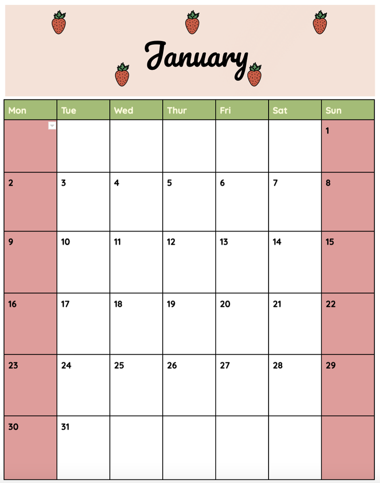 Aesthetic Google Doc Calendar Templates 2024 Templates and Tutorials