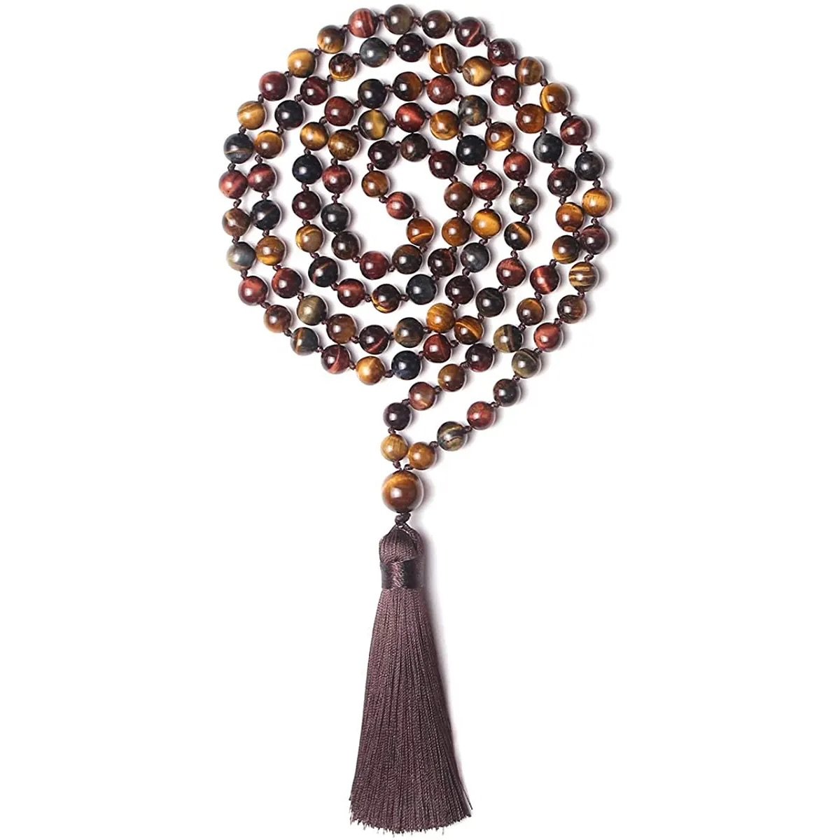 Tiger's Eye grounding energy Mala necklace.
