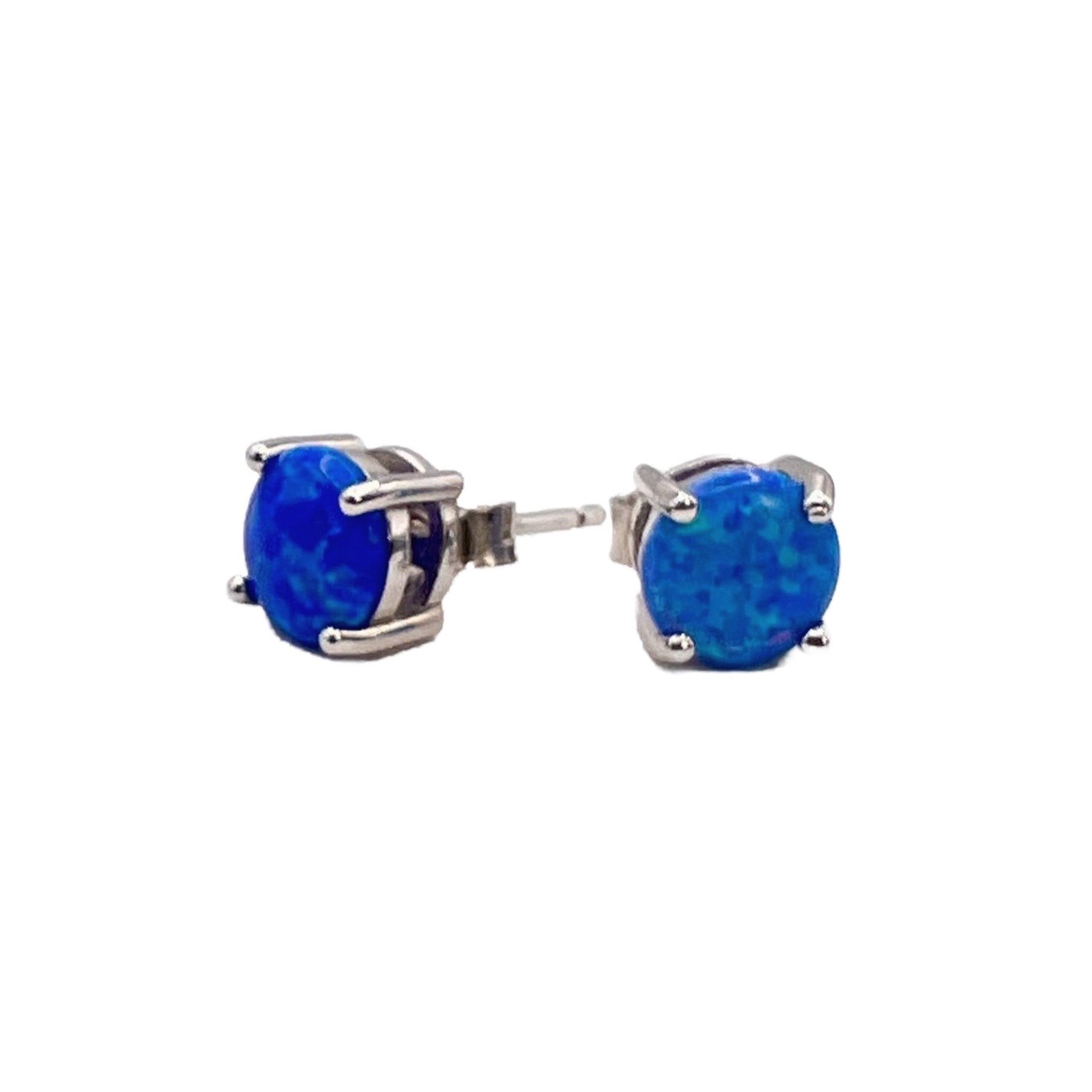 Blue Opal Stud Earrings