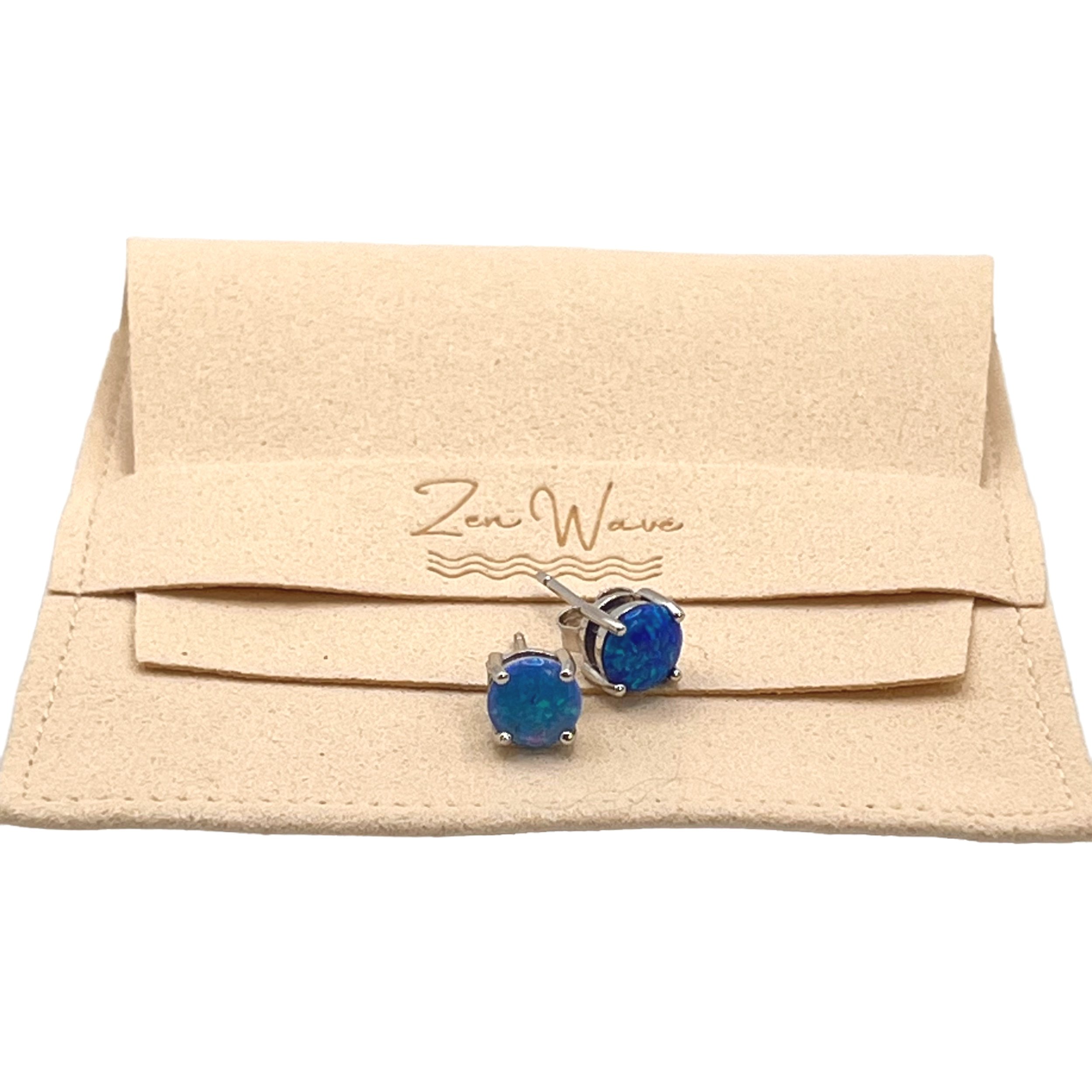 Elegant Blue Opal Stud Earrings