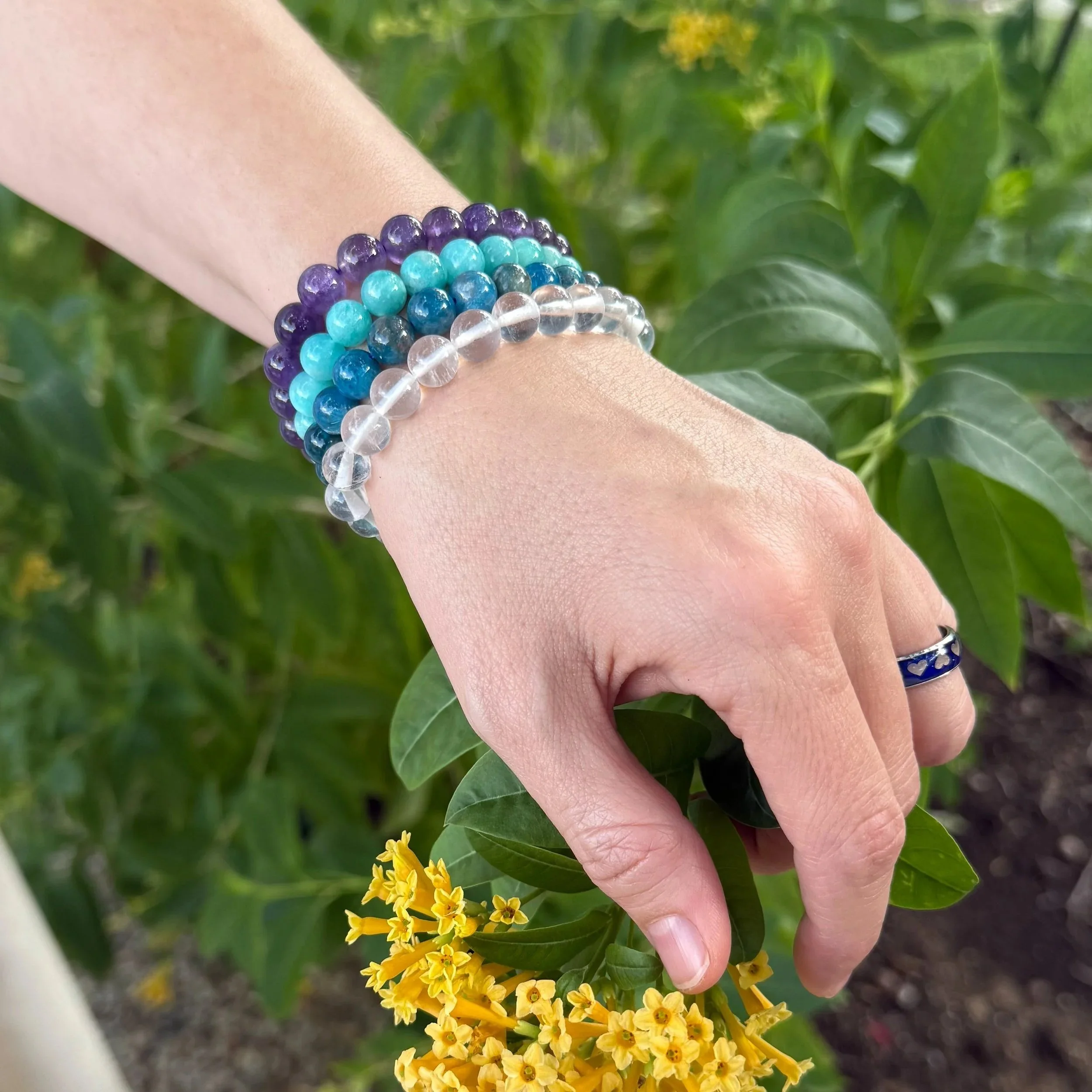 8 mm stackable gemstone bracelets - frequency-infused