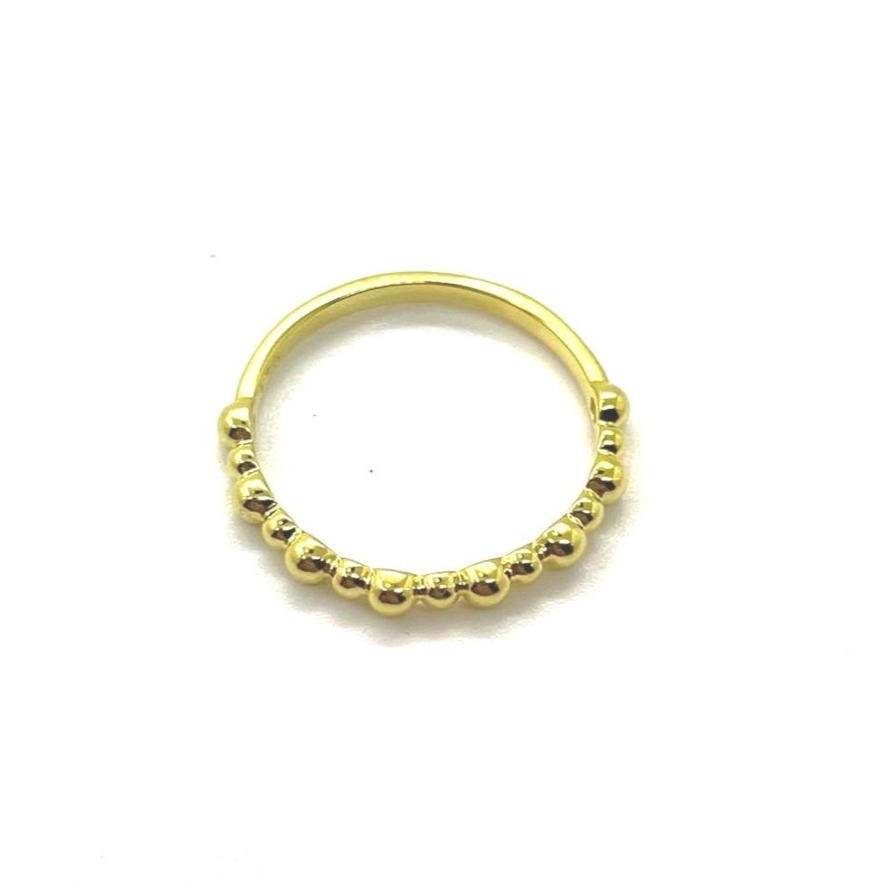 A 14k gold ring featuring a delicate row of polished golden beads along the front. Infused with 7.83 Hz frequency for grounding and balance.