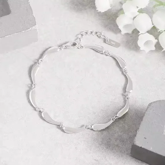 Elegant Sterling Silver Wave Bracelet