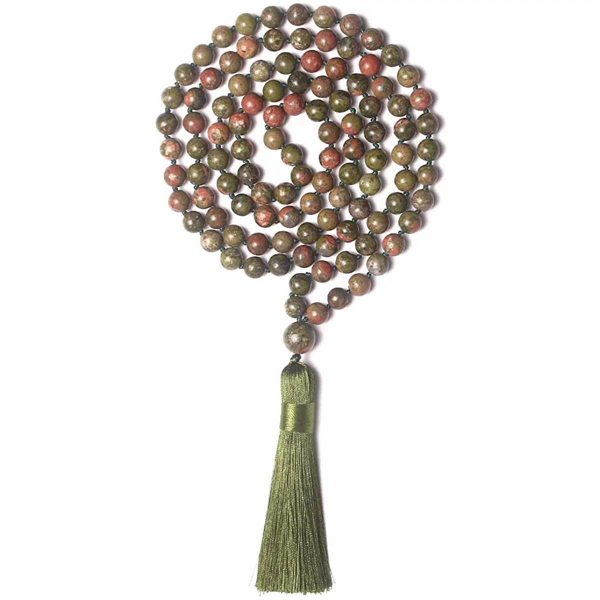 Unakite grounding energy Mala necklace.