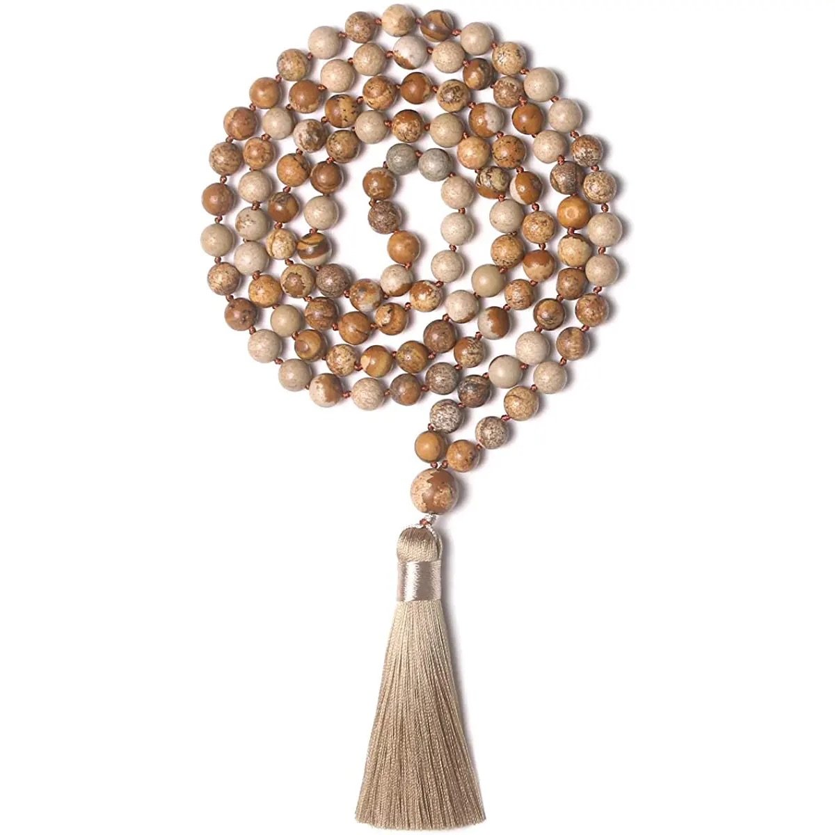 Picture Jasper grounding energy Mala necklace.