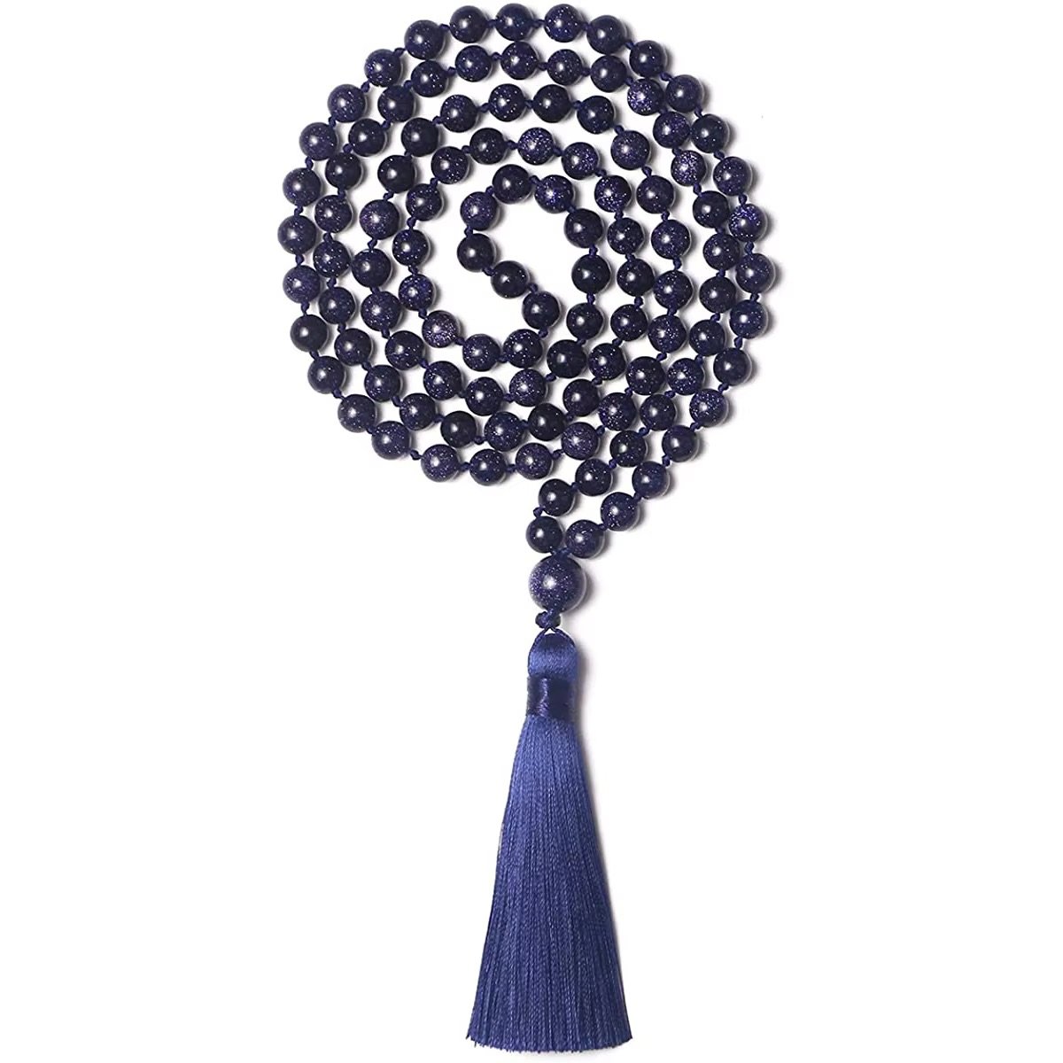 Blue Sandstone grounding energy Mala necklace.