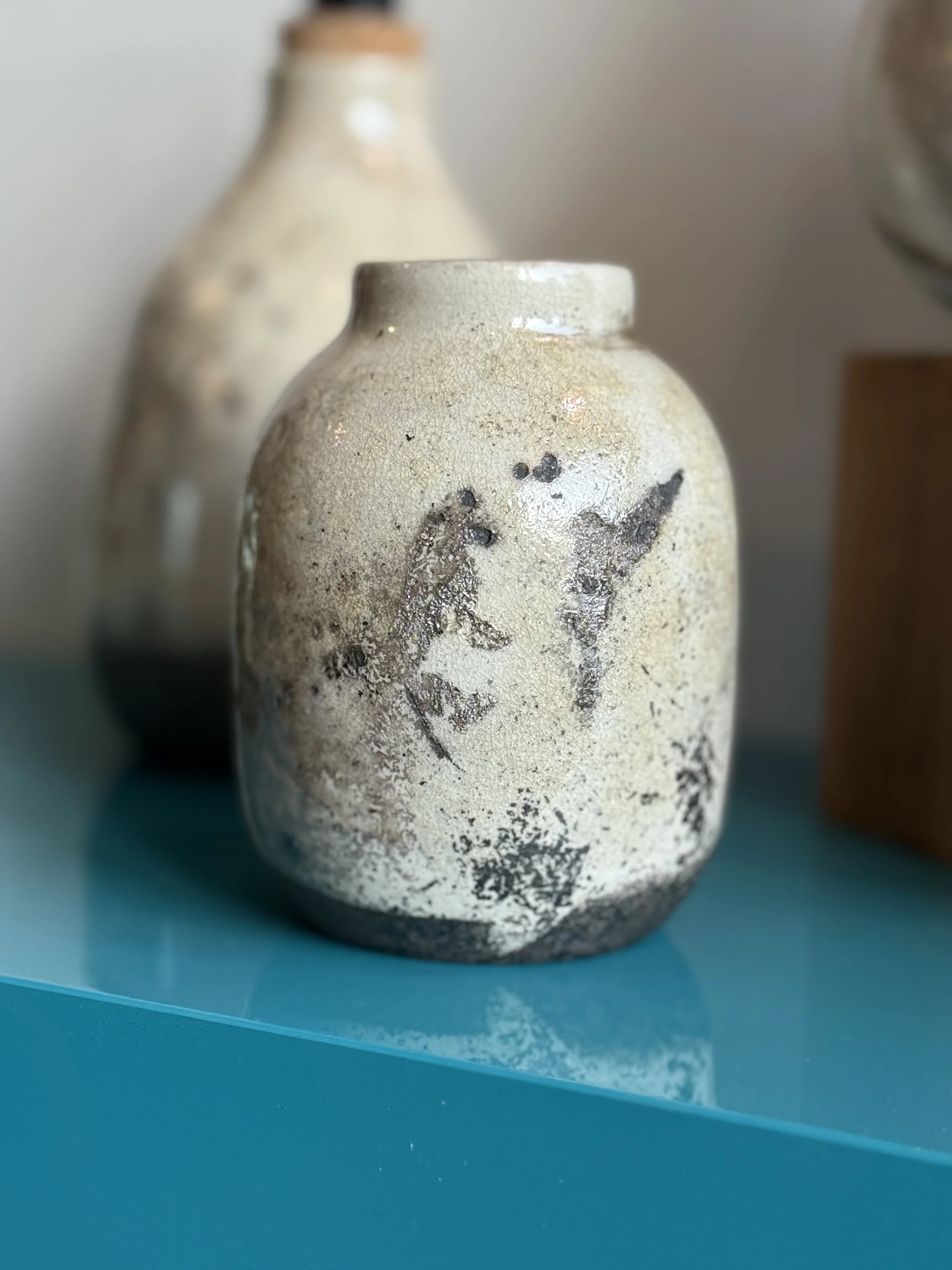 Raku fired bud vase