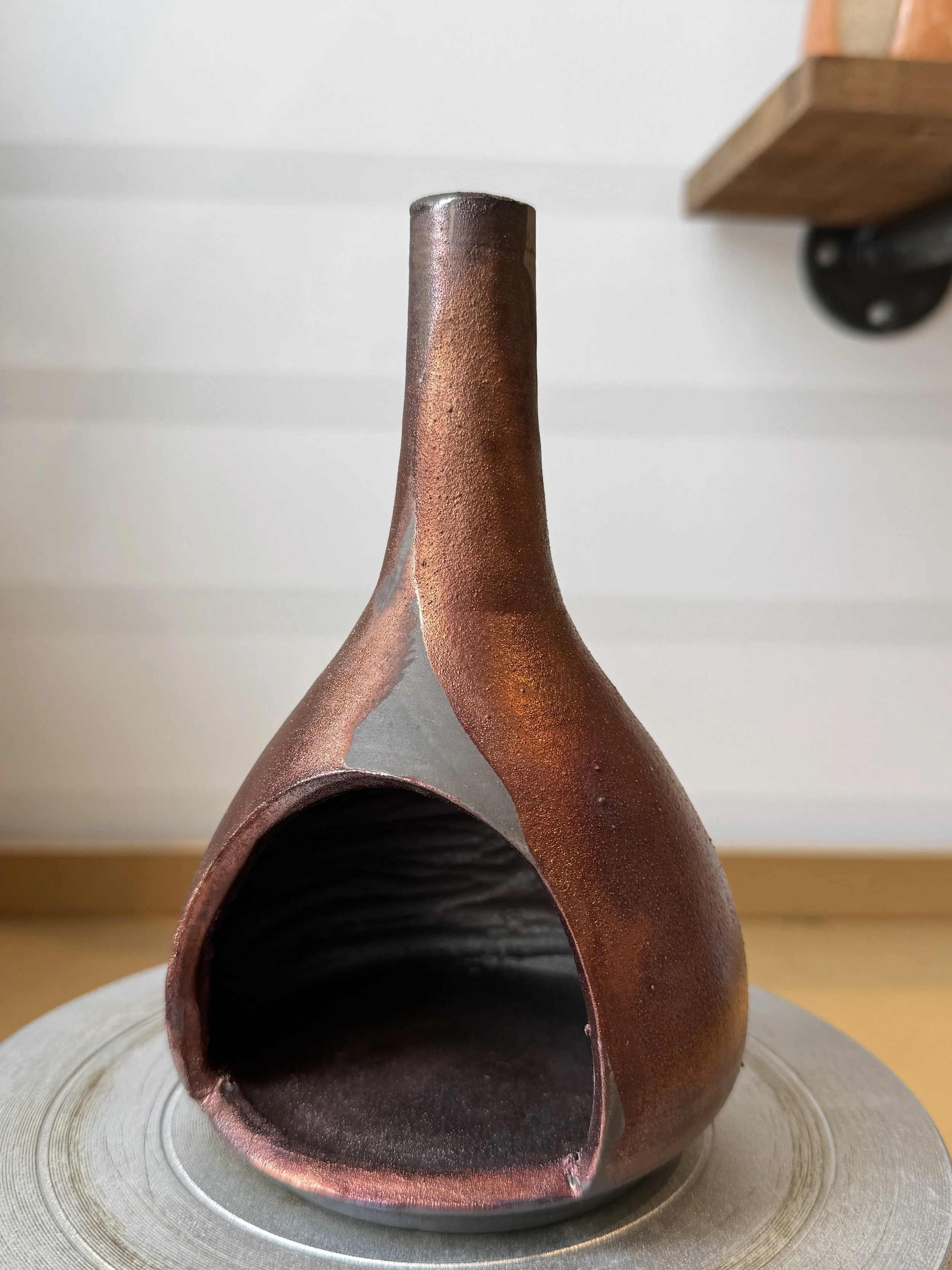 Candle Stove/Chiminea - raku fired
