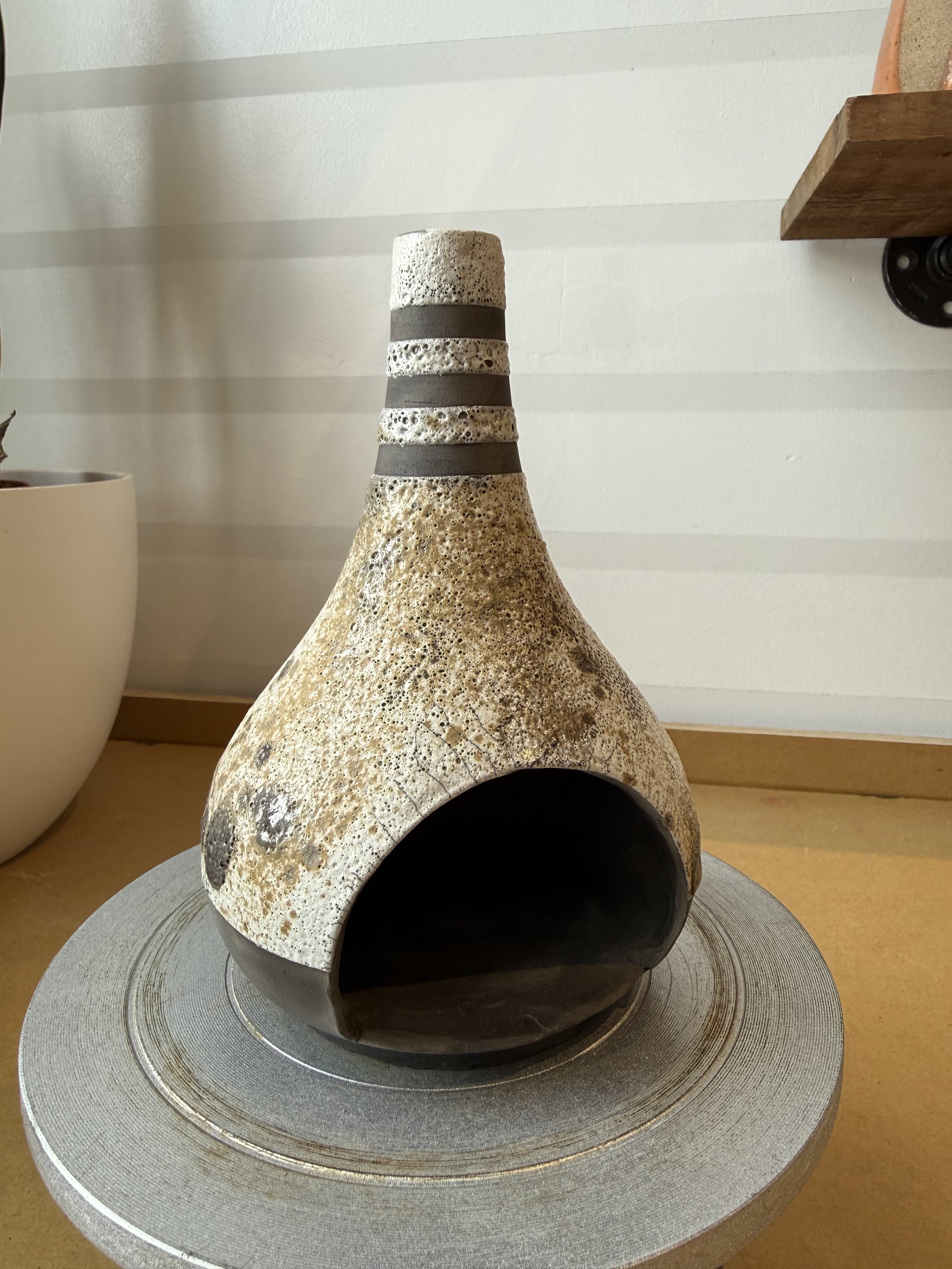 Candle Stove/Chiminea - raku fired (2)