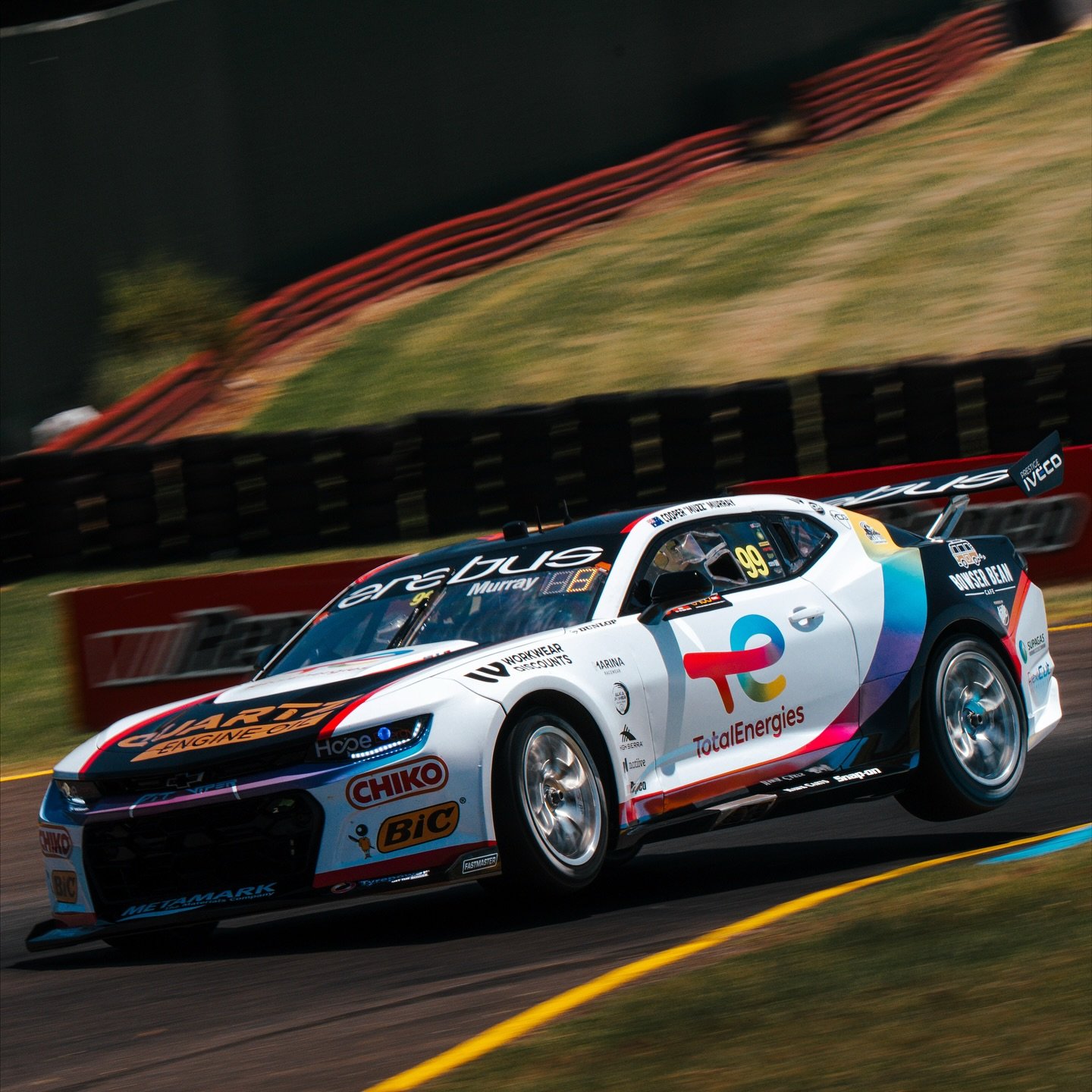 Bit of two wheeling today 🤟 positive day of practice in the @totalenergies_au camaro. Qual and 250km race coming up tomorrow!!