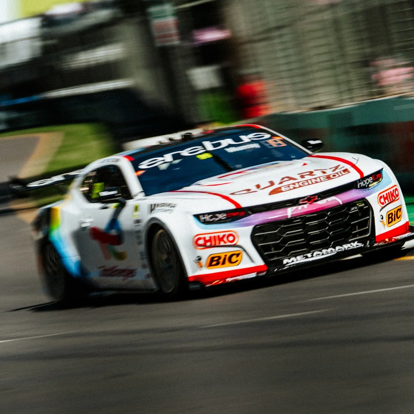 Practice 1 done ✔️ made a little Oopsie and clipped the tire bundle at turn 1 so had to finish the session earlier than we hoped. The @totalenergies_au @erebusmsport Camaro feels pretty good so excited for the rest of the weekend!!