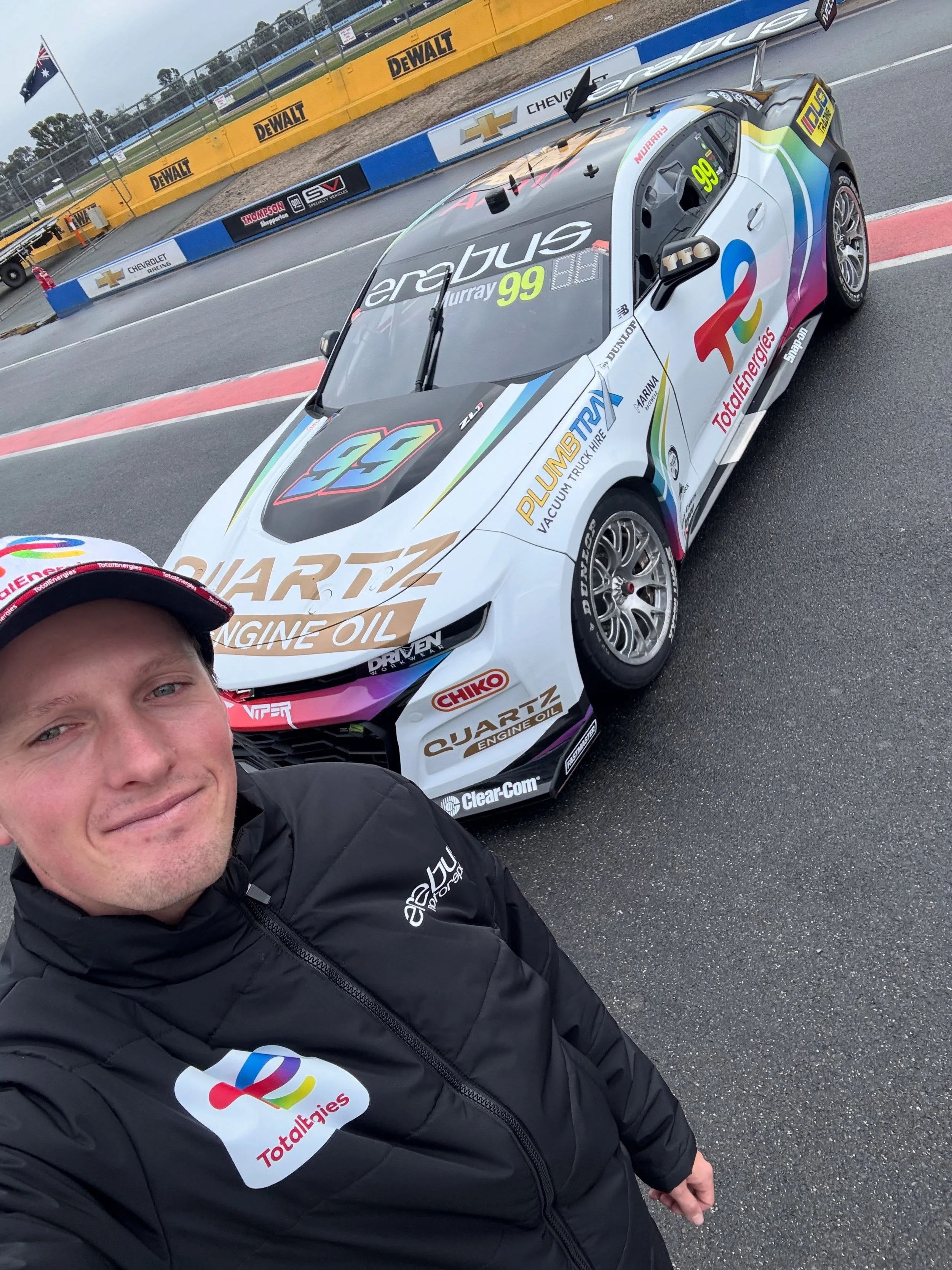 EM09 shakedown ✔️ Car ran faultlessly and is ready to hit the track this weekend! Massive thank you to all the crew at @erebusmsport for the hard work getting it built. Also got to use the @tricoproductsau wipers this morning 🌧️